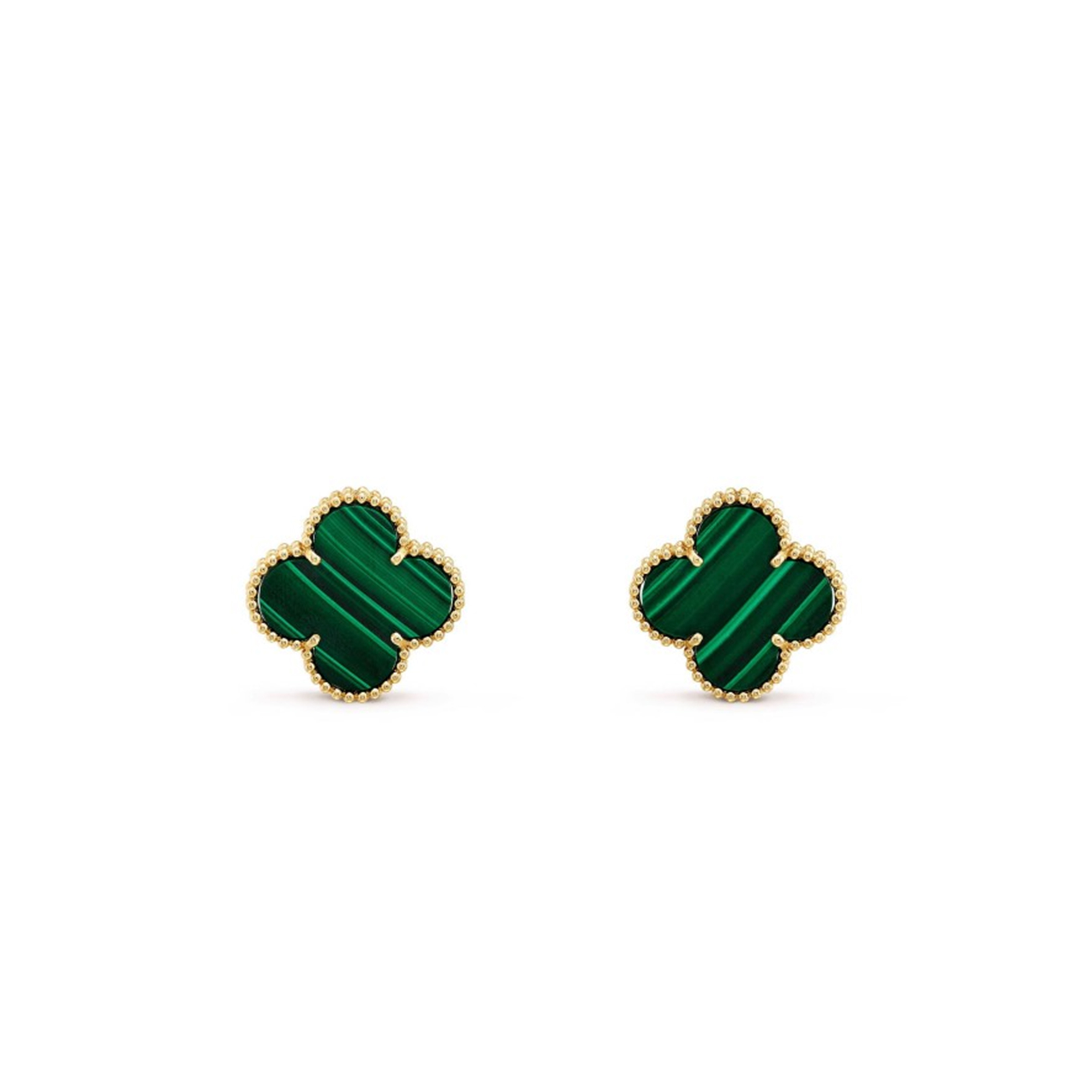 V*N CL*F  arpels magic alhambra earrings - yellow gold, malachite  vcaro3mh00
